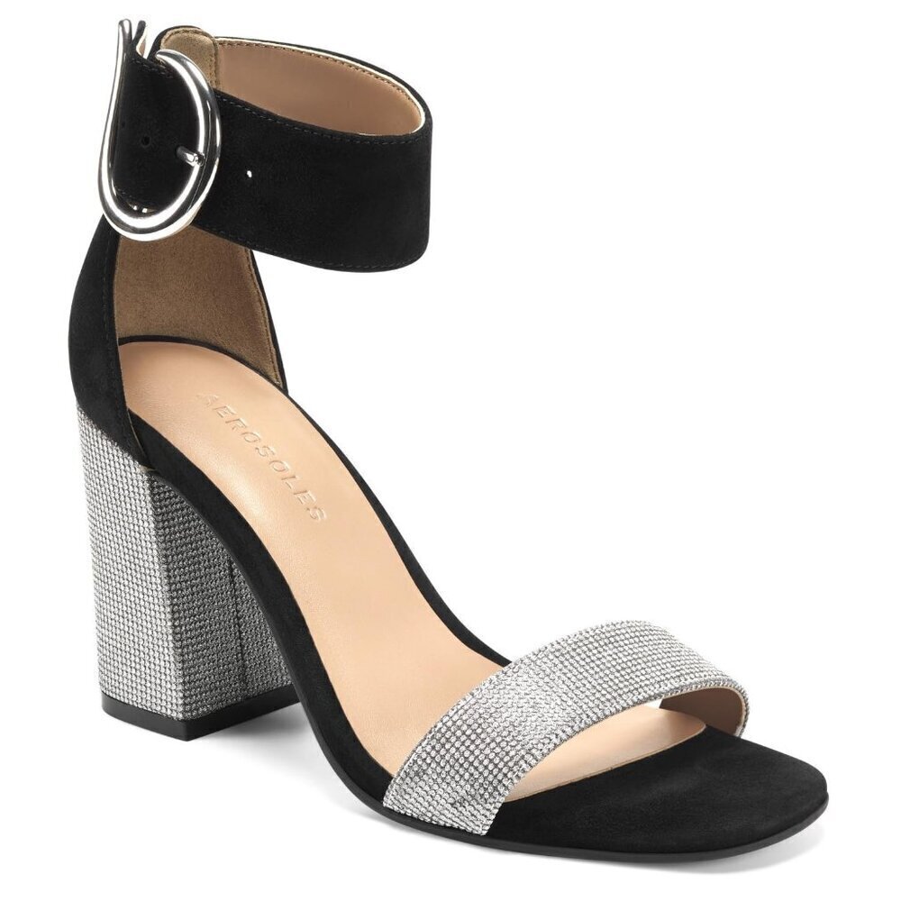 NIB Aerosoles Women's Lana Heeled Sandal, Black Combo, 5.5